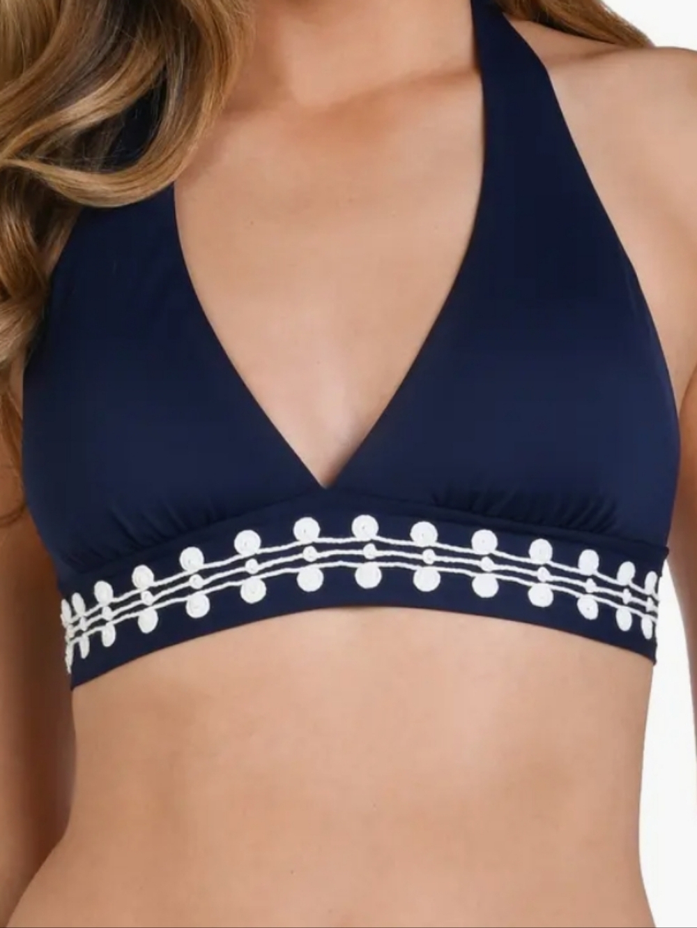 La Blanca Sea Scallops banded halter bikini top Size 4